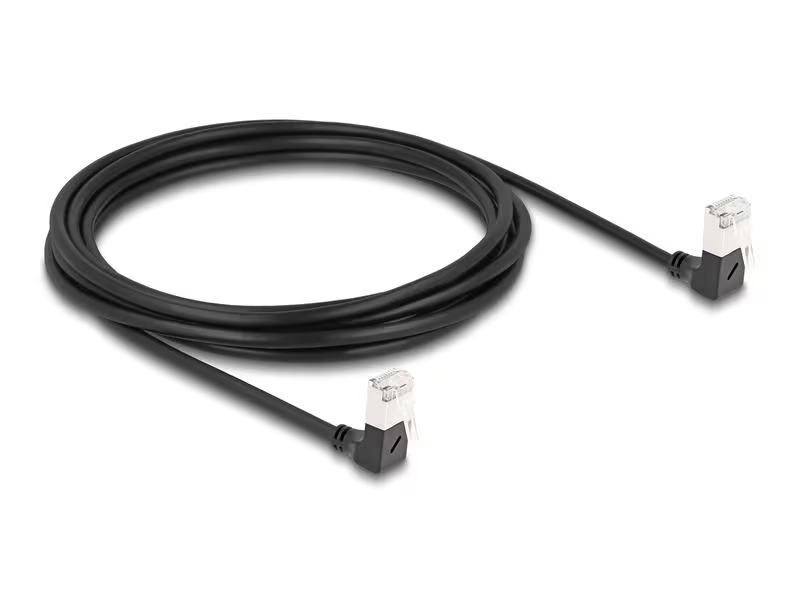 Delock Patchkabel 90° gewinkelt Cat 6A, S/FTP, 3 m, Schwarz