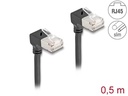 Delock Patchkabel 90° gewinkelt Cat 6A, S/FTP, 0.5 m, Schwarz