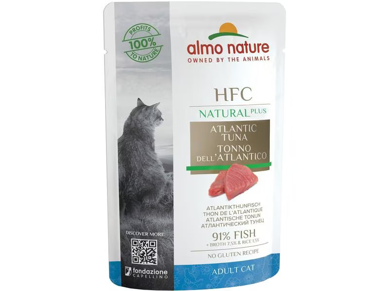 Almo Nature Nassfutter HFC Natural Plus Atlantikthunfisch, 24 x 55g