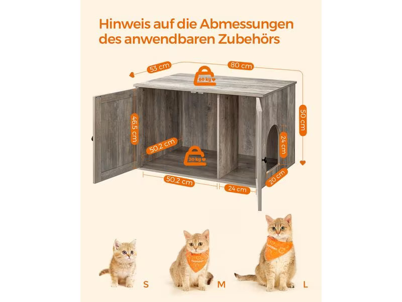 Feandrea Katzenhaus für Katzentoilette, Grau