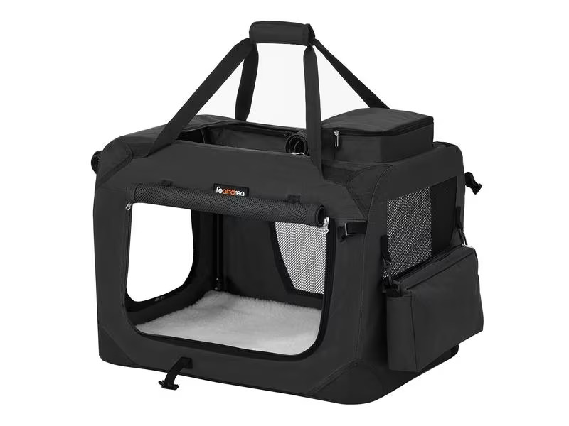 Feandrea Transportbox Haustier, 60 x 42 x 42 cm, Schwarz