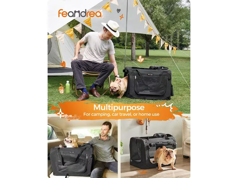 Feandrea Transportbox Haustier, 60 x 42 x 42 cm, Schwarz
