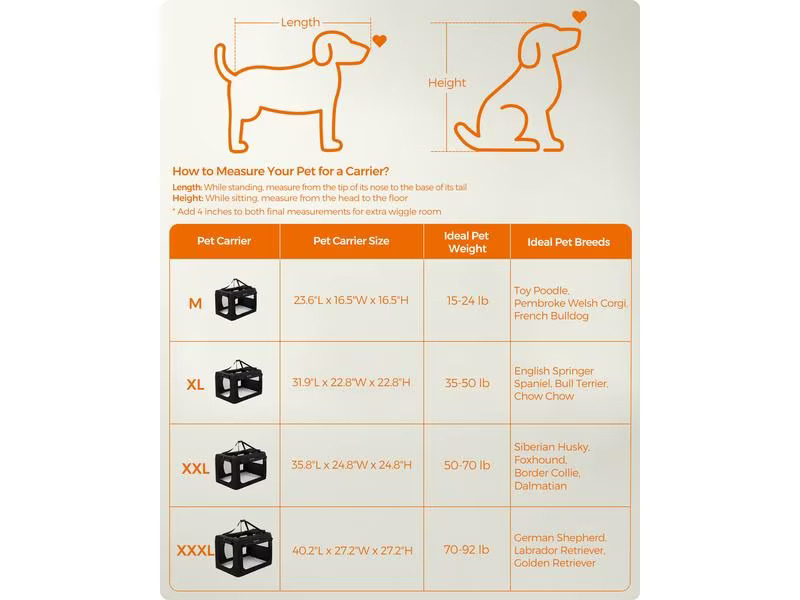 Feandrea Transportbox Haustier, 60 x 42 x 42 cm, Schwarz