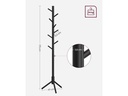 VASAGLE Garderobenständer mit 8 Haken 175 cm, Schwarz