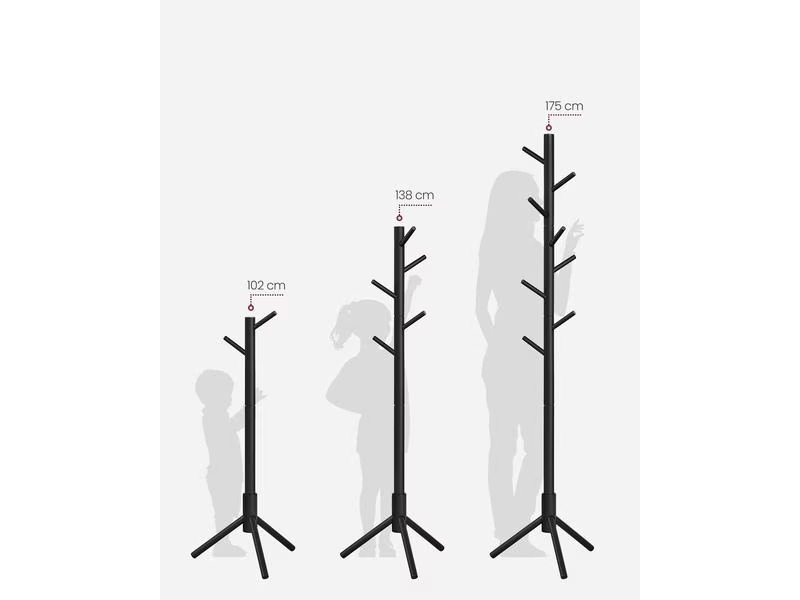 VASAGLE Garderobenständer mit 8 Haken 175 cm, Schwarz