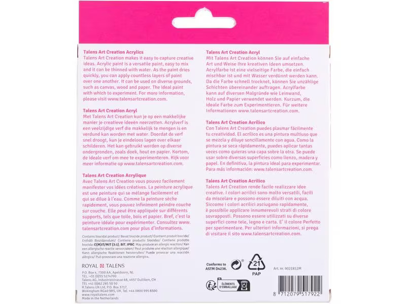 Talens Acrylfarbe Art Creation 12er Set, Mehrfarbig