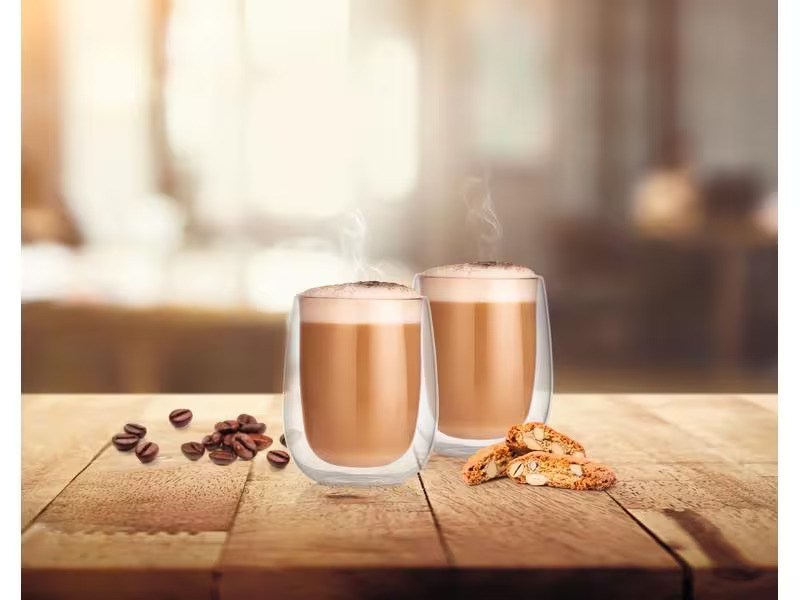 GOURMETmaxx Cappuccino Becher 250 ml, 2 Stück, Transparent