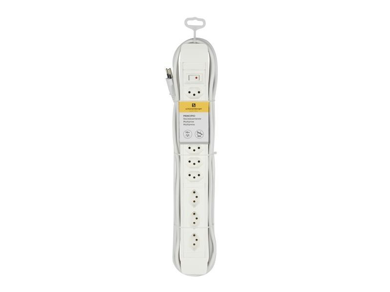 Schönenberger Steckdosenleiste 3 x horizontal / 7 x vertikal 5 m, Weiss
