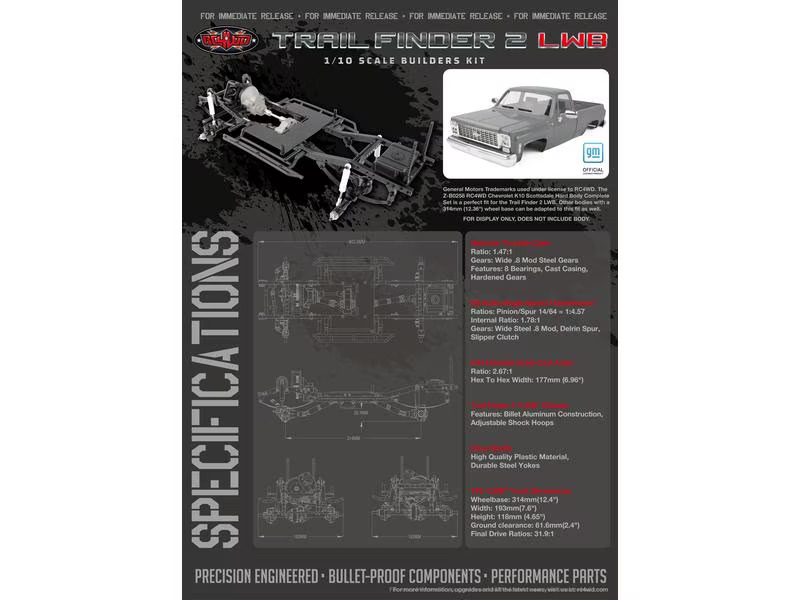 RC4WD Scale Crawler Trail Finder 2 LWB Chassis Bausatz, 1:10