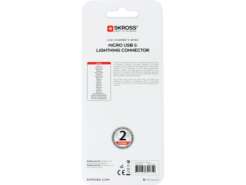 SKROSS USB 2.0-Metallkabel Charge'n Sync 2in1 Red Steel Line 1 m