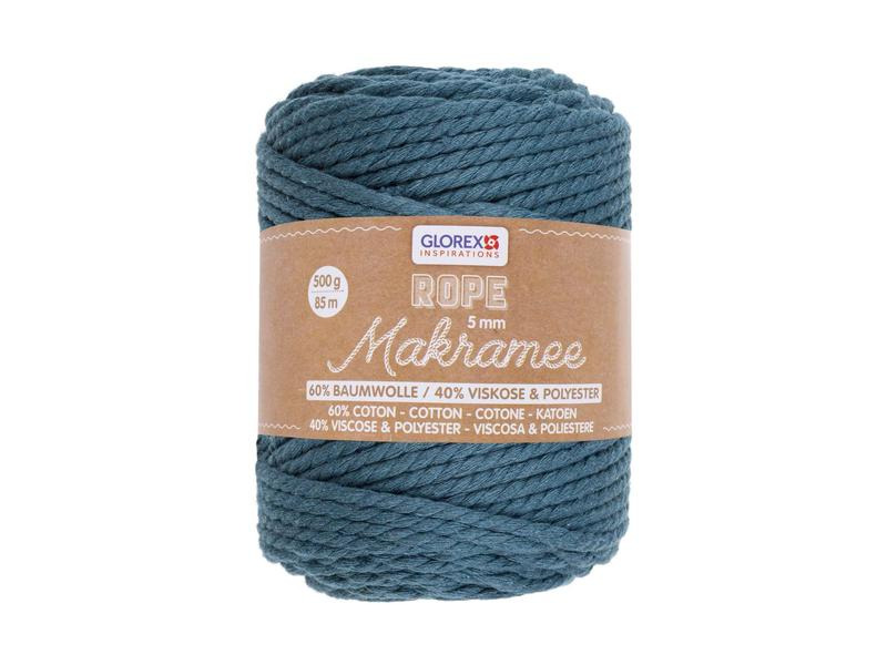 Glorex Wolle Makramee Rope gedreht 85 m x 5 mm, 500g, Türkis