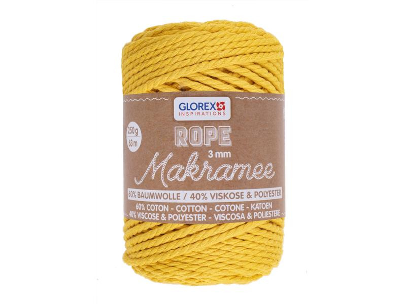Glorex Wolle Makramee Rope gedreht 63 m x 3 mm, 250g, Senfgelb