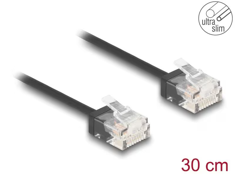 Delock Slimpatchkabel Cat 6, UTP, 0.3 m, Schwarz
