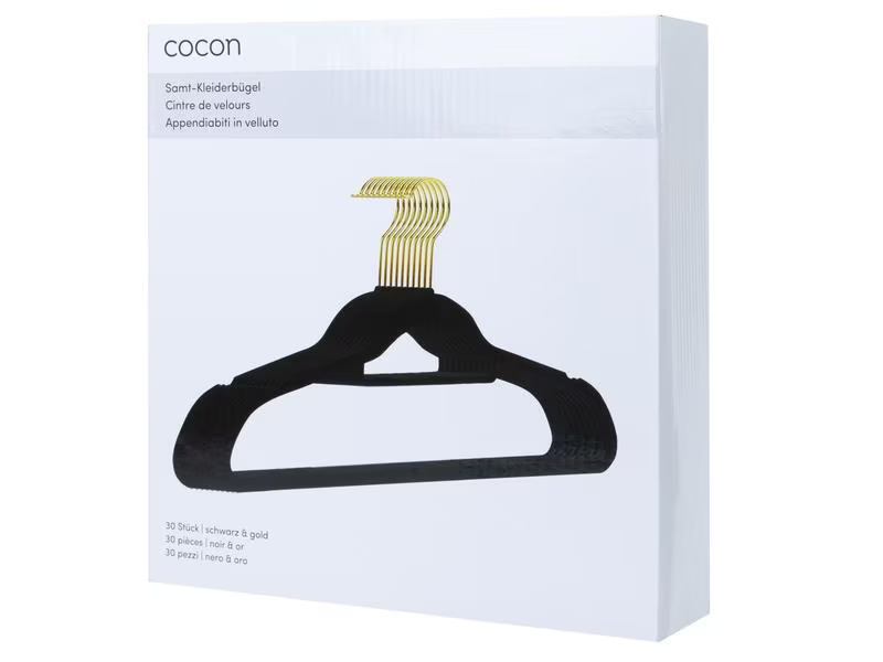 COCON Kleiderbügel 30 Stück, Schwarz