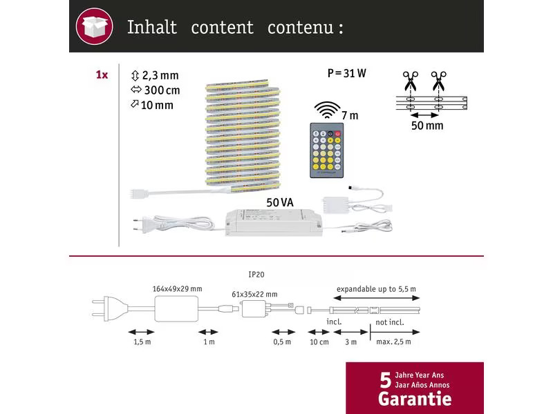 Paulmann MaxLED 1000 LED Strip Full-Line COB Basisset
