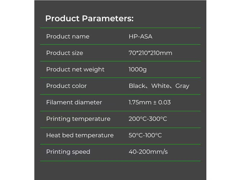 Creality Filament HP ASA,  Schwarz 1.75 mm 1 kg