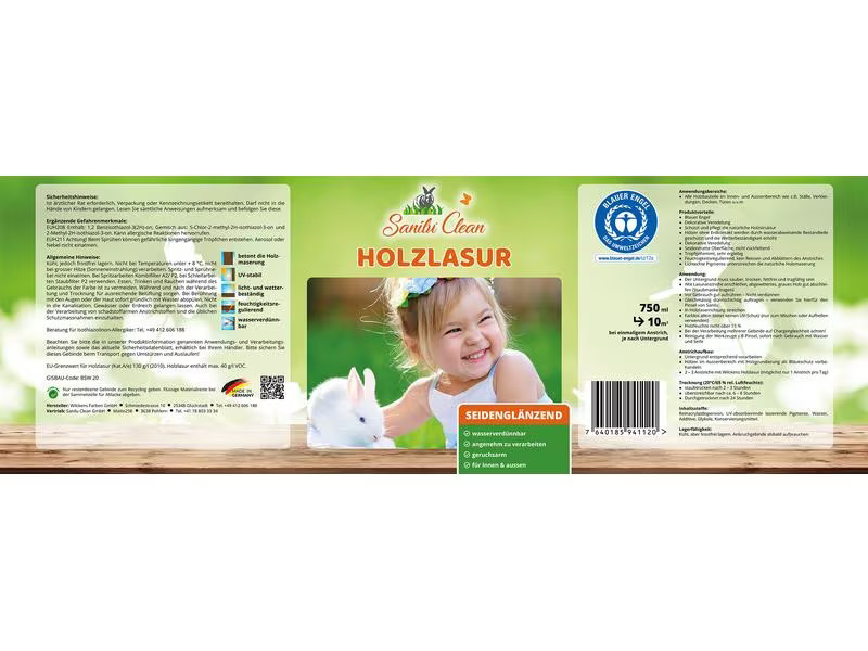 Sanilu Holzlasur mit Pinsel, 0.75 l