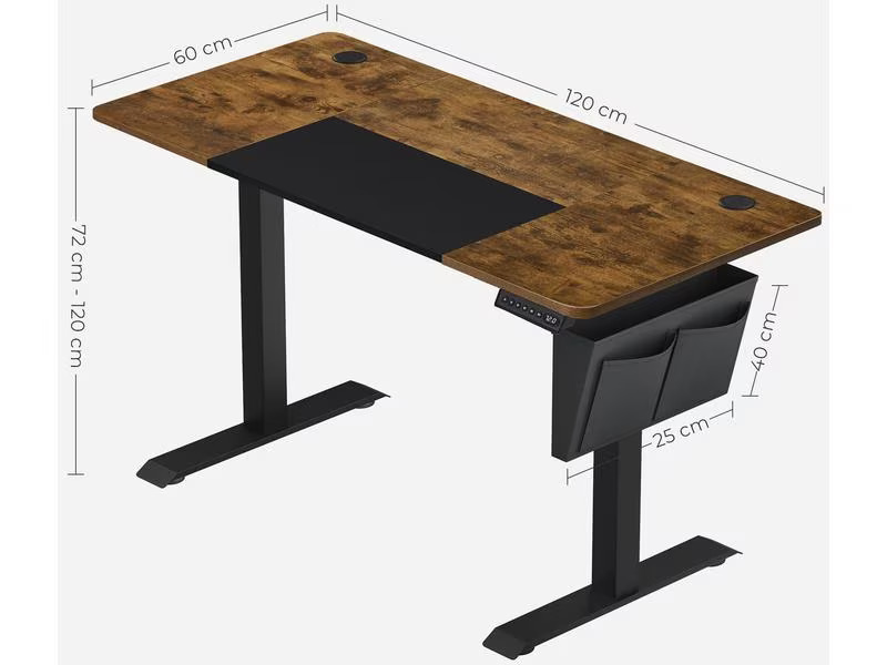 Songmics Tischgestell mit Platte 120 x 60 cm, Vintagebraun-Schwarz