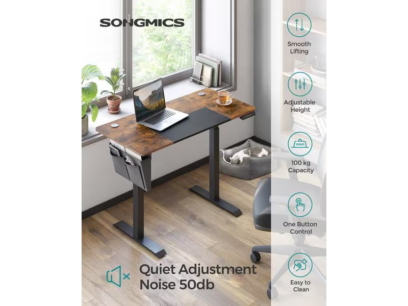 Songmics Tischgestell mit Platte 120 x 60 cm, Vintagebraun-Schwarz