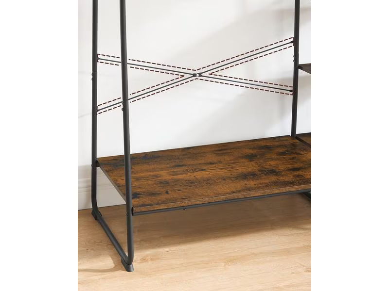VASAGLE Garderobenständer mit 5 Ebenen 120 x 160 cm, Braun/Schwarz