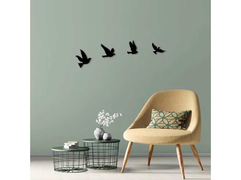 Wallxpert Wanddekoration Vögel 4-teilig