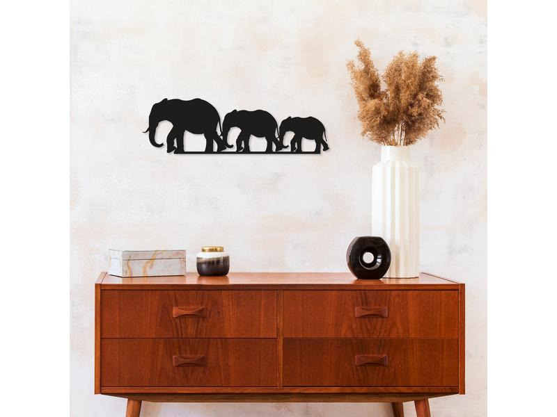 Wallxpert Wanddekoration Elefantenfamilie 15 x 150 cm