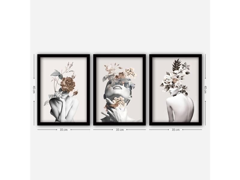 Wallxpert Bild Women 3 Stück, 35 x 45 cm