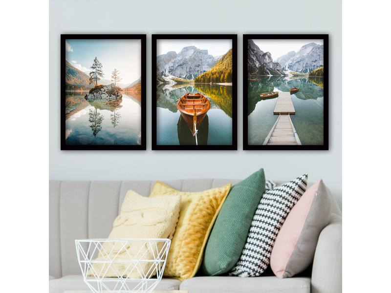 Wallxpert Bild Landschaft 3 Stück, 35 x 45 cm