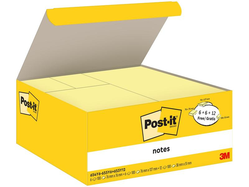 Post-it Notizzettel PEFC Vorteilspaket Gelb, 24 Blöcke