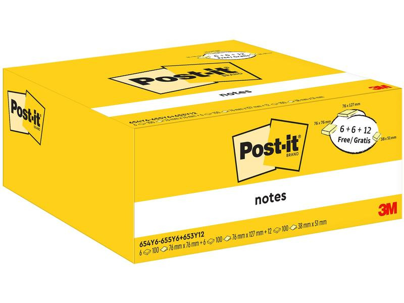 Post-it Notizzettel PEFC Vorteilspaket Gelb, 24 Blöcke