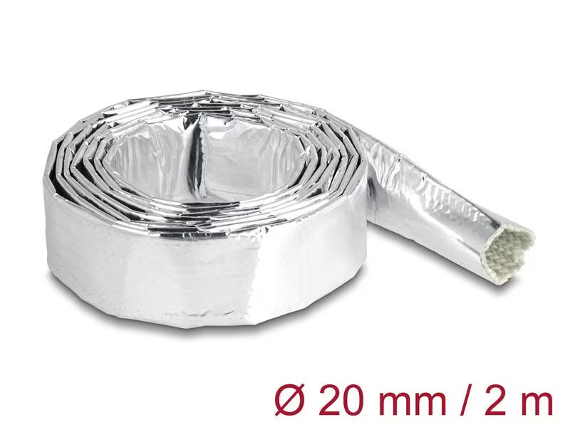 Delock Kabelschlauch aus Glasfasergeflecht / Alu 2 m x 20 mm Silber