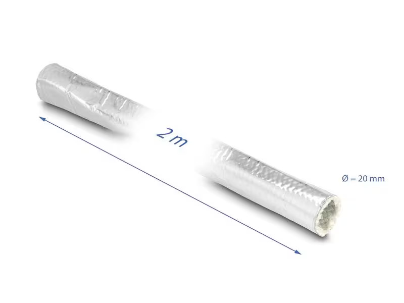 Delock Kabelschlauch aus Glasfasergeflecht / Alu 2 m x 20 mm Silber