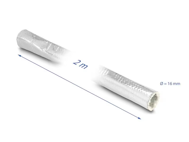 Delock Kabelschlauch aus Glasfasergeflecht / Alu 2 m x 16 mm Silber