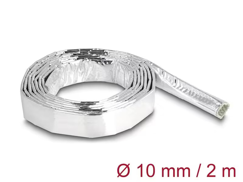 Delock Kabelschlauch aus Glasfasergeflecht / Alu 2 m x 10 mm Silber