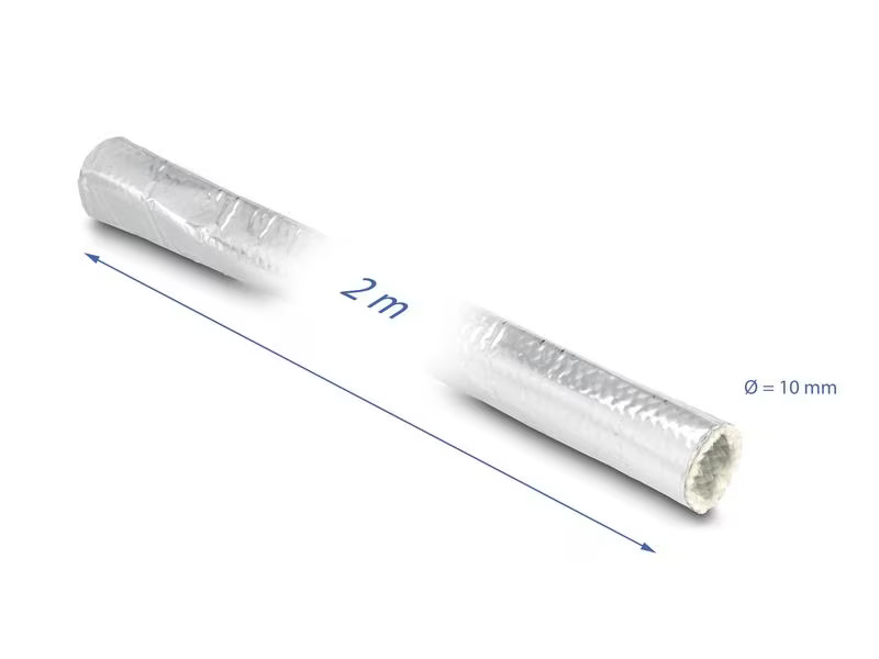 Delock Kabelschlauch aus Glasfasergeflecht / Alu 2 m x 10 mm Silber