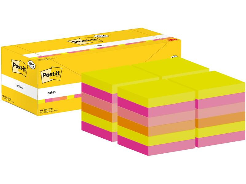 Post-it Notizzettel 3M, 76 x 76 mm, 18+6 Blöcke, mehrfarbig