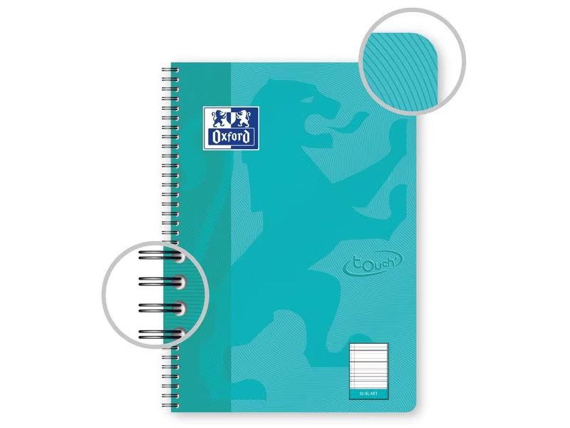 Oxford Notizheft Touch Collegeblock L27, B5, Liniert, Aqua, 5 Stück