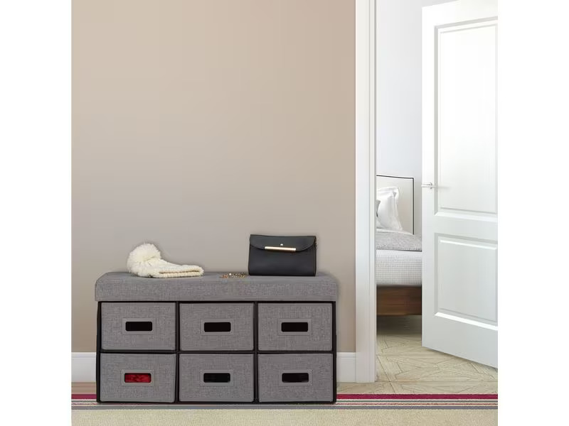 relaxdays Bank mit Schubladen Dunkelgrau