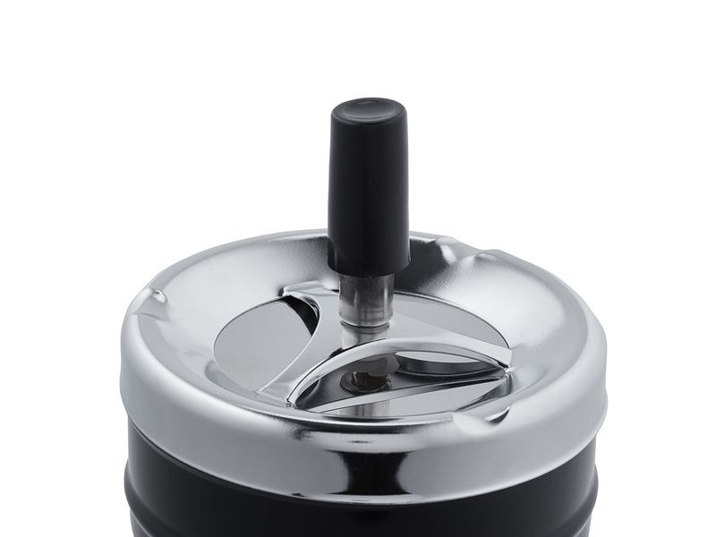 relaxdays Aschenbecher mit Drehdeckel Schwarz/Silber