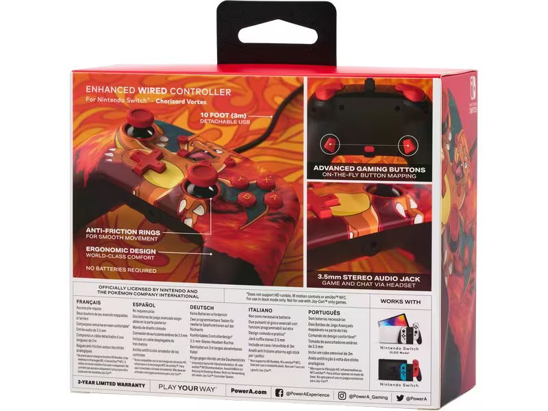 Power A Enhanced Wired Controller Pokémon: Charizard Vortex