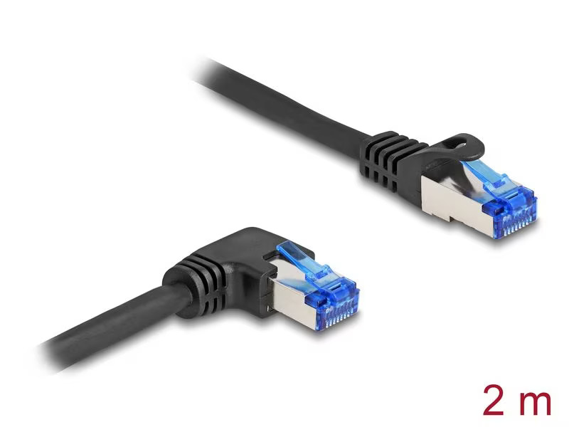 Delock Patchkabel rechts gewinkelt Cat 6A, S/FTP, 2 m, Schwarz