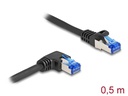 Delock Patchkabel rechts gewinkelt Cat 6A, S/FTP, 0.5 m, Schwarz