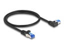 Delock Patchkabel links gewinkelt Cat 6A, S/FTP, 1 m, Schwarz