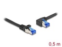 Delock Patchkabel links gewinkelt Cat 6A, S/FTP, 0.5 m, Schwarz