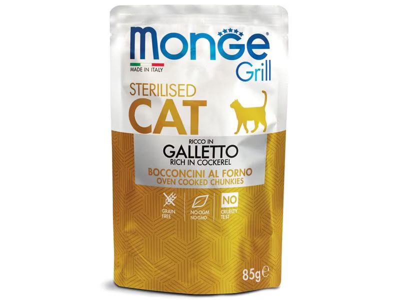 Monge Nassfutter Grill Sterilised Huhn, 28 x 85 g