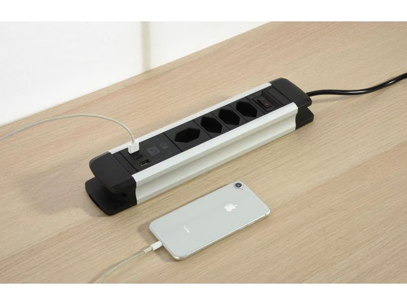 Schönenberger Steckdosenleiste 4 x T13, 2 x USB-A, 1 x USB-C, 2 m