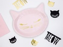 Partydeco Einwegteller Cat 22 x 20 cm, 6 Stück, Rosa