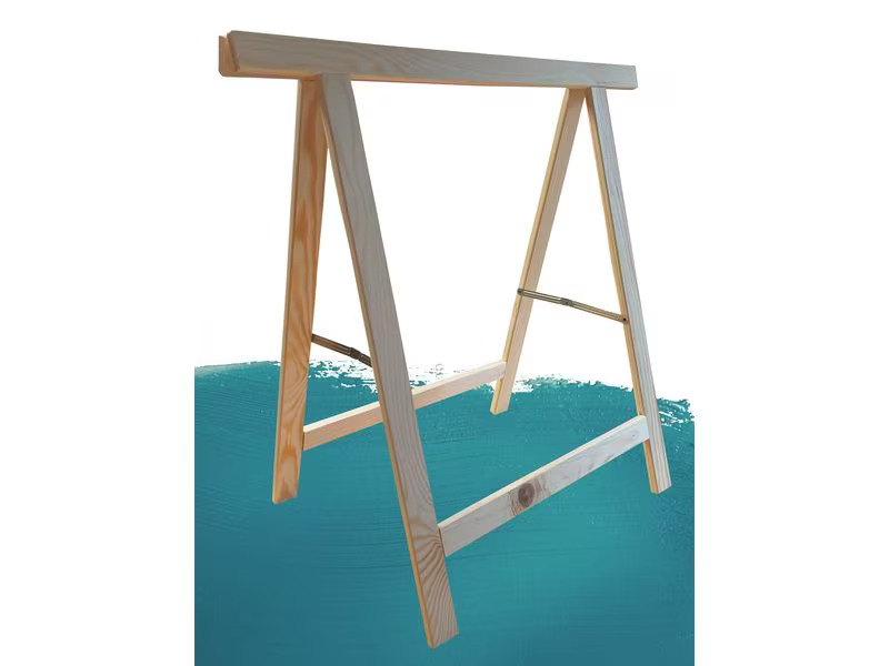 Holz Zollhaus Bockleiter aus Fichte 75 x 75 cm, Naturfarben