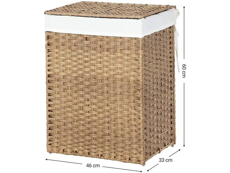 Songmics Wäschekorb  handgeflochten 90 l, Nature