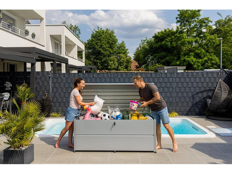 Guardi Gartenbox M mit Schloss, 165 x 85 x 73 cm, Silber
